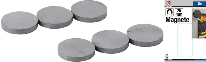 Zlevněný Magnety pr. 25 mm Kraftmann BGS1079905 keramika. Sada 6 dílů (BGS1079905)