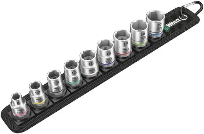 Wera 003973 Nástrčné hlavice Zyklop 3/8" HEX 8 ÷ 19 mm Belt B 4, přidržovací - 9 dílů (W05003973001) Nejlepší Volba