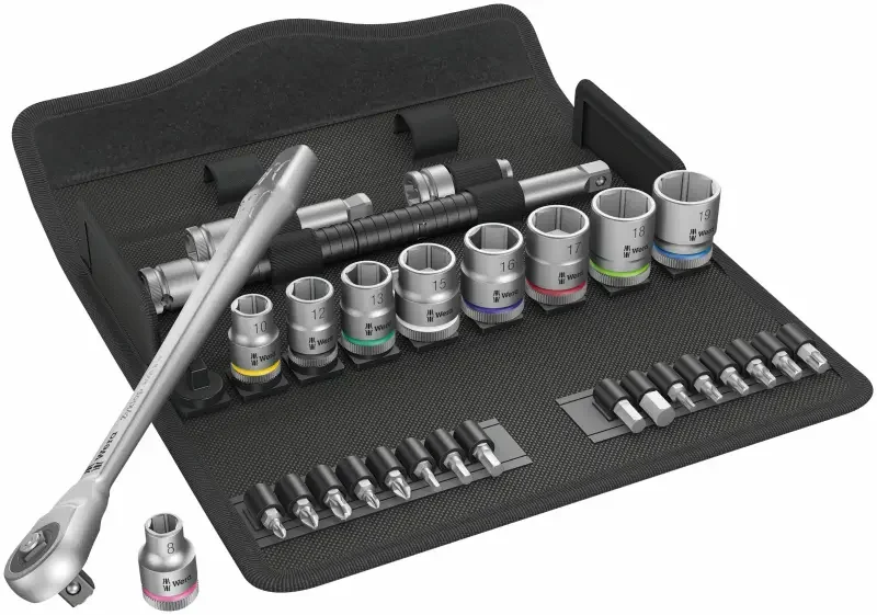 Wera 004047 Ráčnová sadaZyklop Metal 3/8" typ 8100 SB 7, průchozí - 29 dílů (W05004047001) Zlevněný
