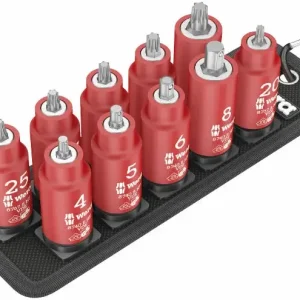 Wera 004930 Zástrčné bitové hlavice 3/8" pro elektrikáře Belt B VDE 1 Zyklop, izolované, přidržovací - 10 dílů (W05004930001) Autentický