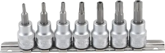 Zástrčné bitové hlavice 3/8" BGS 9341 T-profil T15 ÷ T50 s otvorem, 7 dílů (BGS109341) Jen Po Omezenou Doba