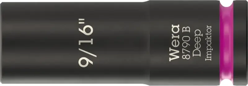 Wera 005569 Nástrčná hlavice 3/8" 6hran 9/16" typ 8790 B Impaktor Deep, dlouhá, palcová (W05005569001) Přímo Od Výrobce