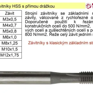 Akce Strojní závitník M10x1,5 HSS přímá drážka klasický závit