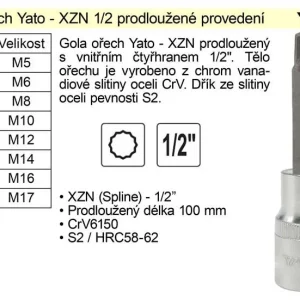 Akční Cena Gola ořech XZN M10 prodloužený 1/2" YT-0453