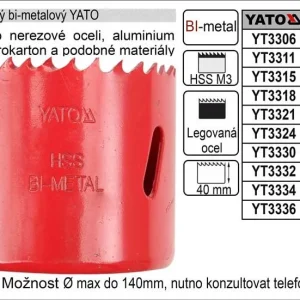 Pilový vrták do kovu korunkový bimetalový vyřezávací 51mm YATO Rychlé Dodání
