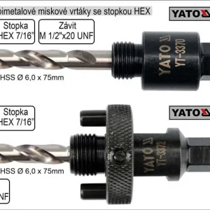 Levný Unašeč pro bimetalové vrtáky 32-200mm se stopkou HEX 11mm YATO YT-3372, 5/8" 16mm