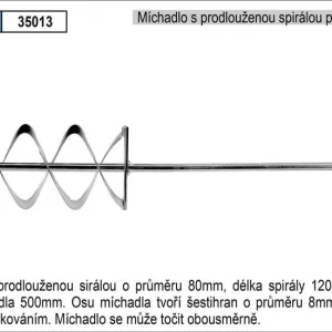 Akční Cena Míchadlo s prodlouženou spirálou 80 x 500 mm