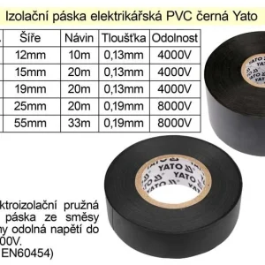 Akce Izolační páska elektrikářská PVC šíře 19mm délka 20m černá Yato