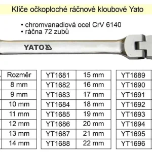 YATO Ráčnový klíč očkoplochý s kloubem 21mm Akční Cena