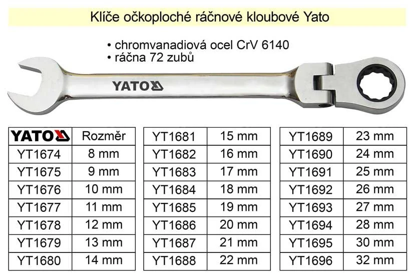 YATO Ráčnový klíč očkoplochý s kloubem 21mm Akční Cena