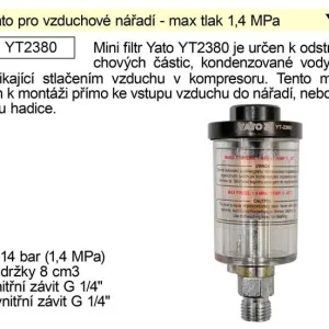 Aktuální Mini filtr Yato pro vzduchové nářadí