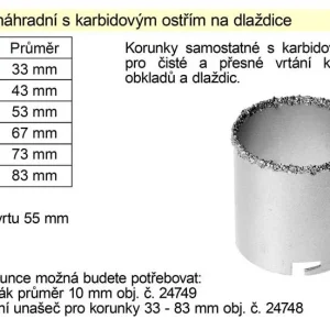 Akce Korunka náhradní 83 mm s karbidovým ostřím na dlaždice
