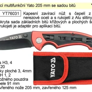 Akční Nabídka Nůž zavírací multifunkční Yato 205 mm se sadou bitů