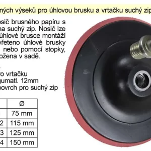 Akce Nosič brusných výseků75mm pro úhlovou brusku a vrtačku suchý zip