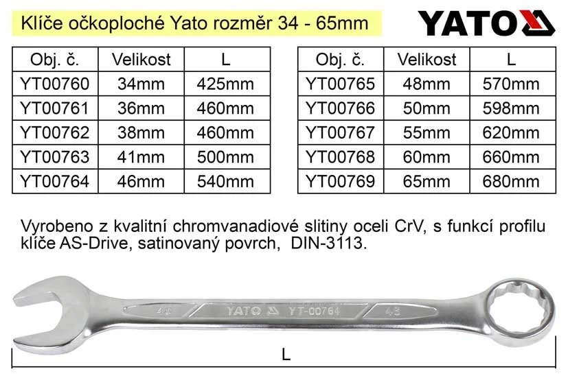 YATO Očkoplochý klíč 46mm CrV Expresní Doručení