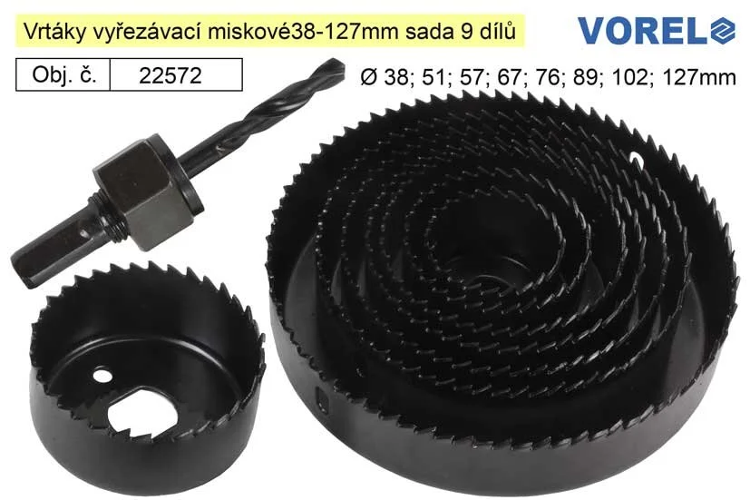 Aktuální Vrtáky vyřezávací miskové 38-127mm sada 9 dílů