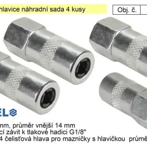 Značkový Mazací hlavice náhradní sada 4 kusy, koncovka k tlakové maznici