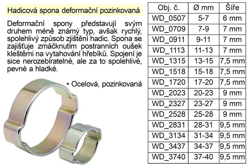 Aktuální Hadicová spona deformační pozinkovaná 37-40 mm