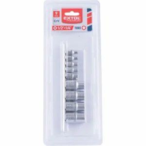 Akční Nabídka gola hlavice nástrčné vnitřní TORX , sada 9ks, CrV, 1/4", 1/2" EXTOL PREMIUM