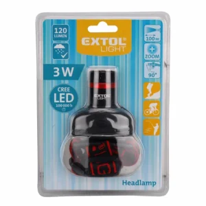 Značkový čelovka 3W CREE LED, dosvit 100m, funkce ZOOM, svítivost 120lm, 3 stupně svítivosti: 100%