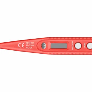 Časově Omezené zkoušečka napětí digitální s LED světlem 12-250V, 12-250V, délka 146mm, plochý šroubovák