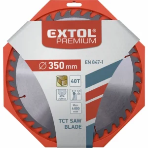 Zlevněný kotouč pilový s SK plátky, 350x2,5x30mm, 40T, šířka SK plátků 3,5mm, SK, EXTOL PREMIUM