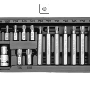 Aktuální Bity Torx, plné, sada 15 dílů, pro ráčnu 1/2", Yato