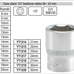 Značkový Gola ořech šestihran 1/2" 8mm