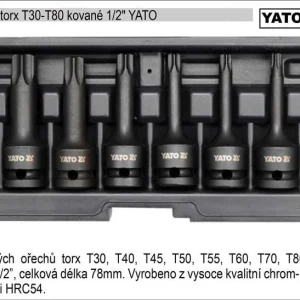 YATO Zástrčné hlavice TORX T30-T80 gola ořechy sada 8 kusů kované Odeslání Ihned