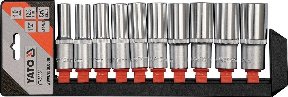 YATO Gola ořechy šestihranné prodloužené 1/2" sada 10 ks 10-24mm Top Prodej