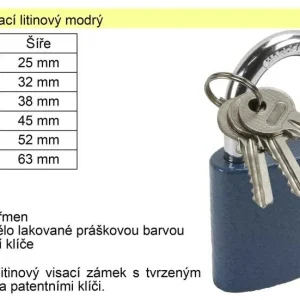 Zámek visací litinový modrý 63 mm Aktuální