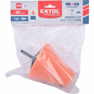 Aktuální EXTOL PREMIUM kužel leštící pěnový, T40, oranžový, 80mm, stopka 6mm