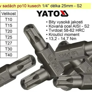 Akční Nabídka Bit TorxT10x25mm 1/4' sada 10 kusů YT-78141