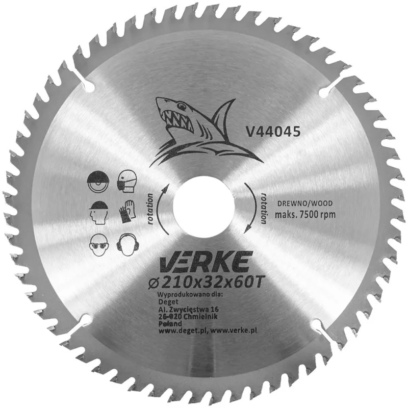 Akční Nabídka VERKE Pilový kotouč s SK plátky 210x32mm 60 zubů + redukce 16/20/25,4/30mm