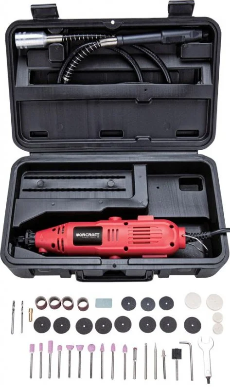 WORCRAFT Bruska přímá vysokoobrátková 135W s ohebným prodloužením, v kufru, EMG01-42 Tovární Cena