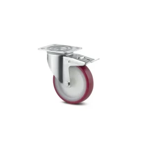 Akce Kolečko pro transportní zařízení 160mm, s brzdou, plotýnka, 3477UAR160P63 červené