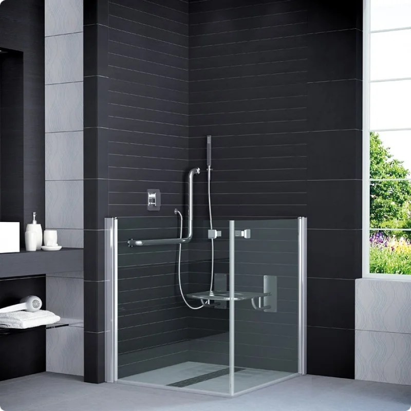 Akce RONAL SLM3 Mobility poloviční rohový vstup, levý, 90cm, aluchrom/čiré sklo SLM3G09005007