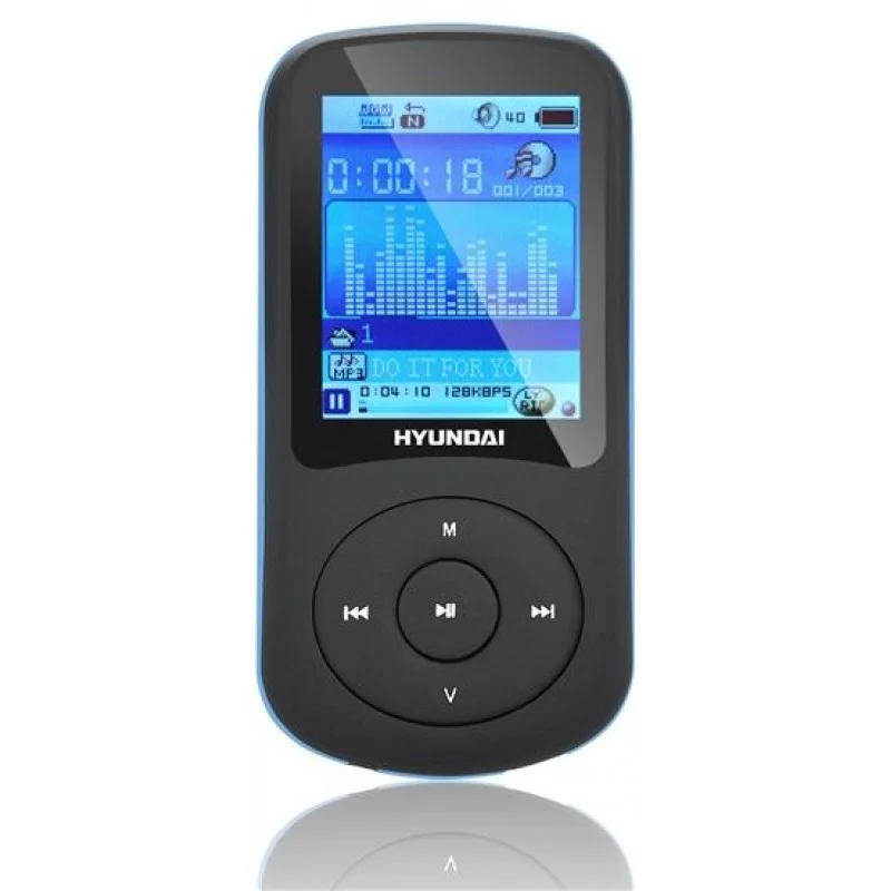 Značkový HYUNDAI MPC 401 FM MP3/MP4 Přehrávač 4 GB, černá - modrý proužek
