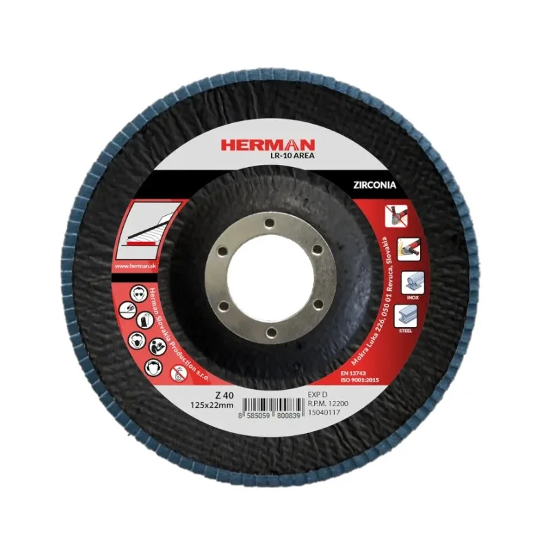 Akční Cena HERMAN Lamelový kotouč na nerez 125 mm/P40 LR-10 Area zirconia
