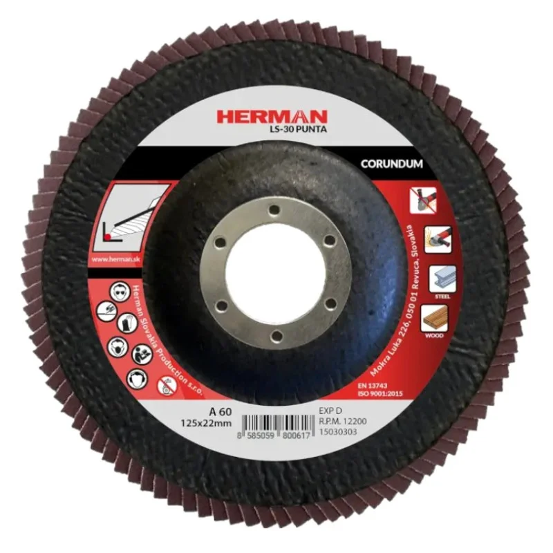 Aktuální HERMAN Lamelový kotouč na ocel 125 mm/P60 LS-30 Punta corundum