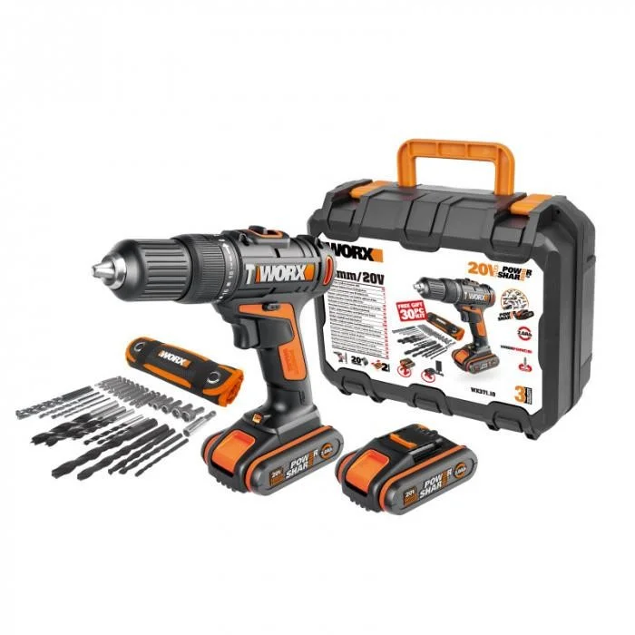 WORX WX371.10 Aku vrtačka s příklepem 20V 40Nm 2x2.0Ah + kufr - Powershare Přímo Od Výrobce