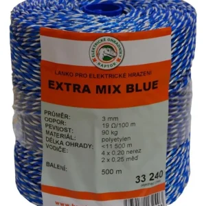 33240 Polyetylenové lanko pro elektrické ohradníky EXTRA MIX BLUE 3 mm Expresní Doručení